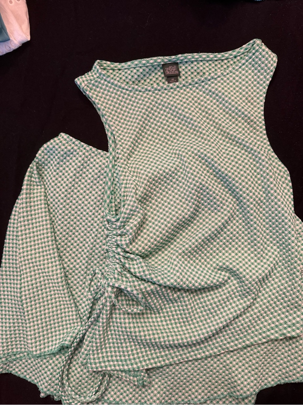wild fable Green Gingham Ruched Tank Top